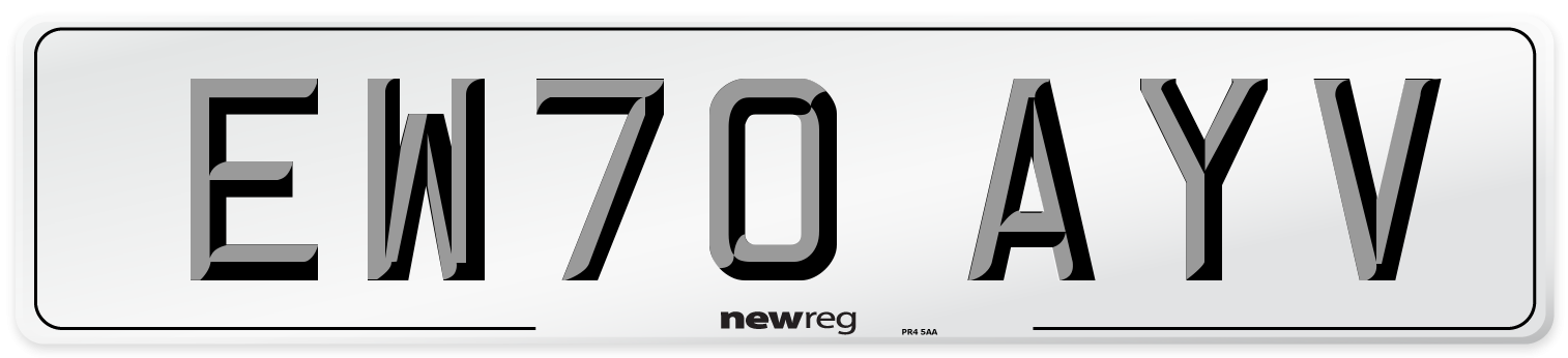 EW70 AYV Front Number Plate