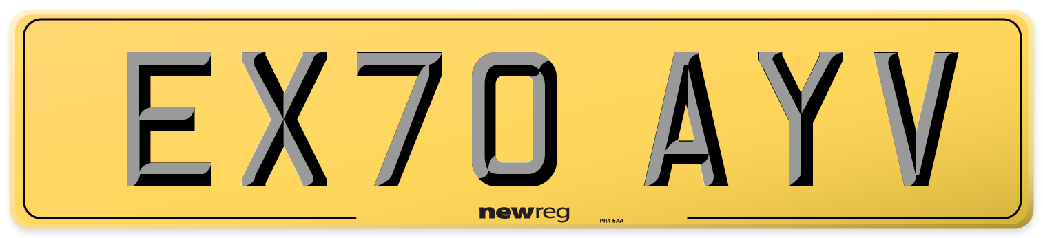 EX70 AYV Rear Number Plate