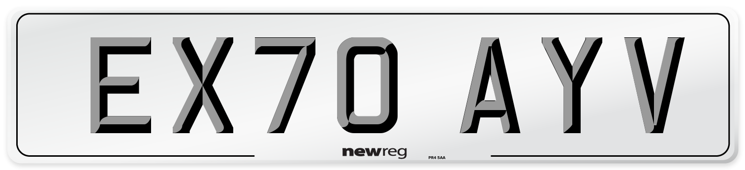 EX70 AYV Front Number Plate