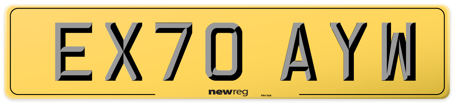 EX70 AYW Rear Number Plate