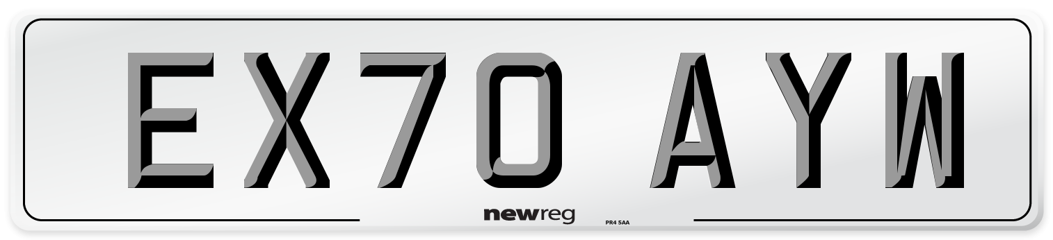 EX70 AYW Front Number Plate