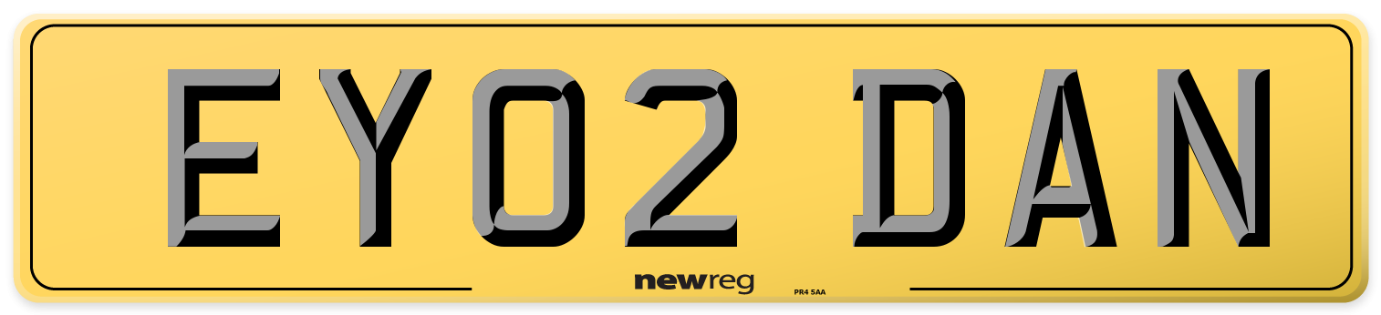 EY02 DAN Rear Number Plate