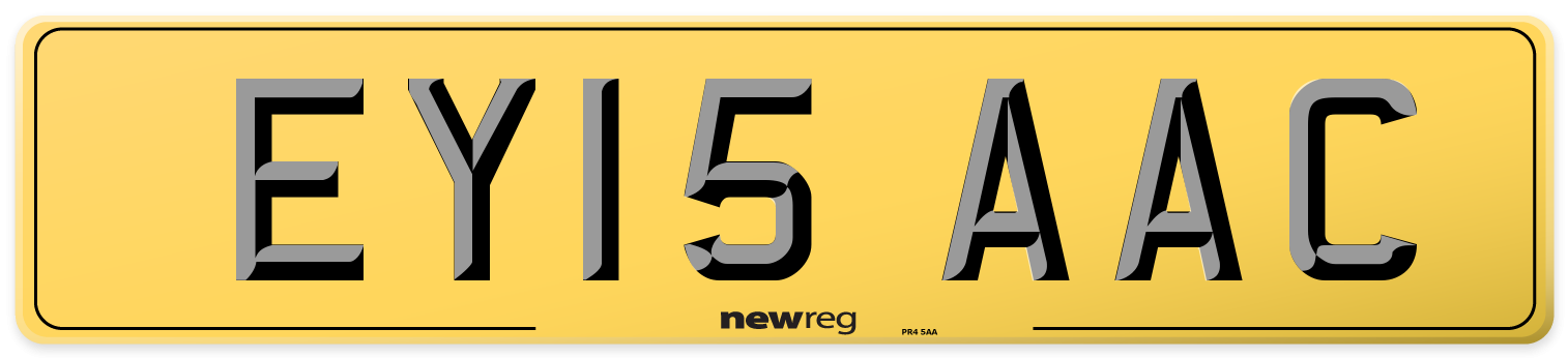 EY15 AAC Rear Number Plate