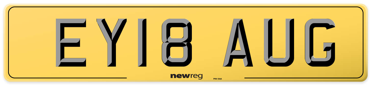 EY18 AUG Rear Number Plate