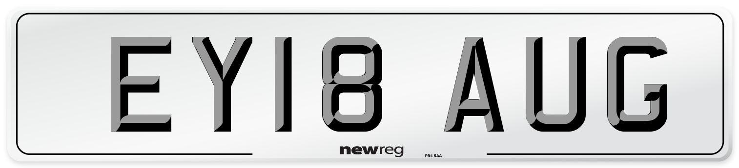 EY18 AUG Front Number Plate