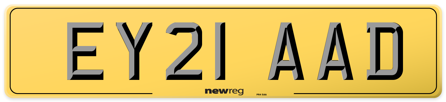 EY21 AAD Rear Number Plate