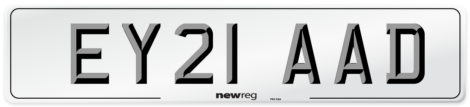 EY21 AAD Front Number Plate