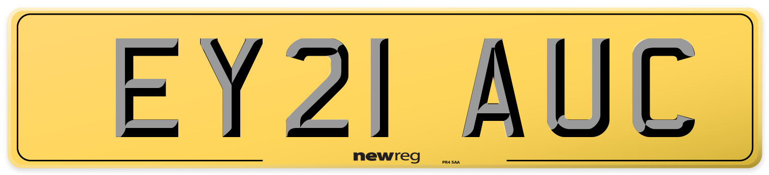 EY21 AUC Rear Number Plate