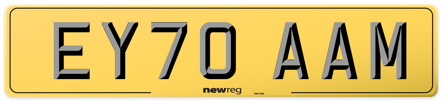 EY70 AAM Rear Number Plate