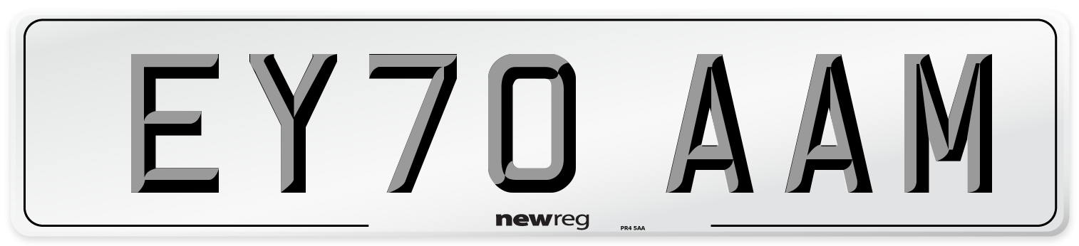 EY70 AAM Front Number Plate