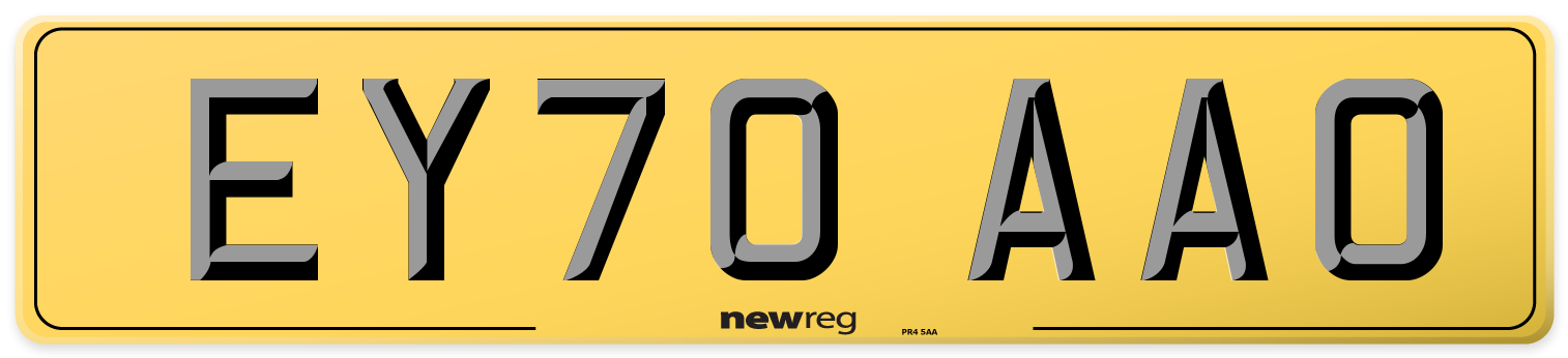 EY70 AAO Rear Number Plate