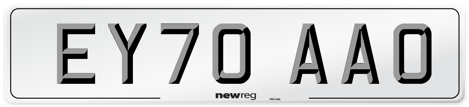 EY70 AAO Front Number Plate