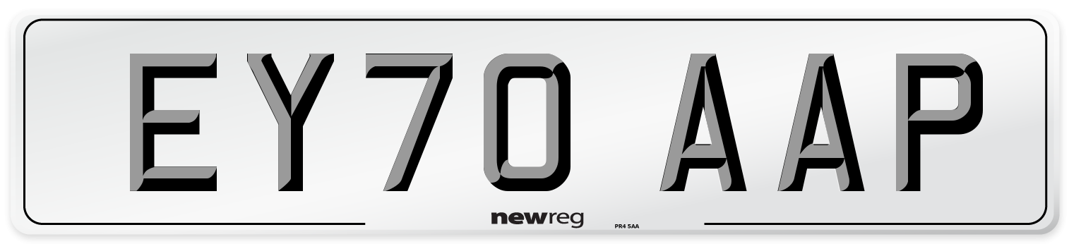 EY70 AAP Front Number Plate