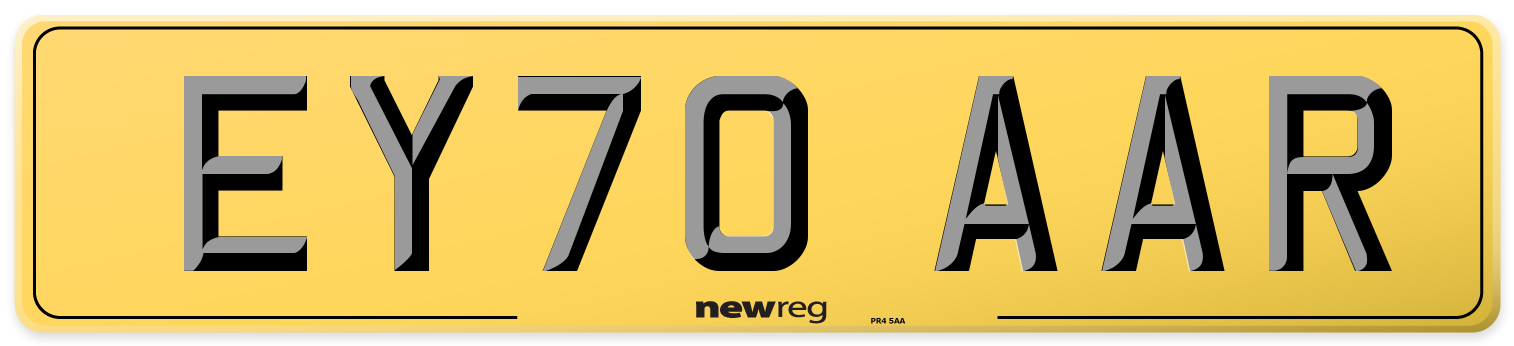 EY70 AAR Rear Number Plate