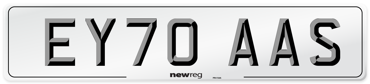 EY70 AAS Front Number Plate