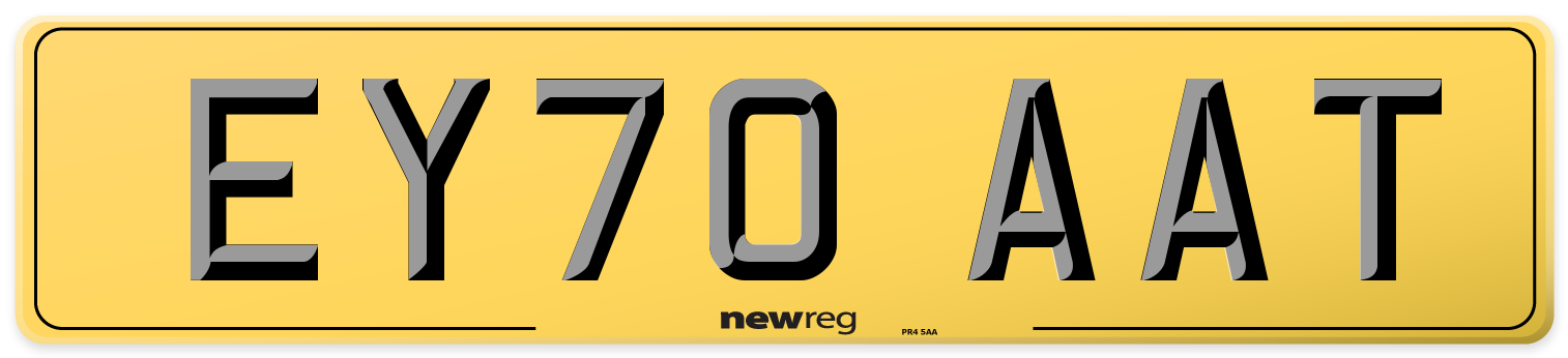 EY70 AAT Rear Number Plate