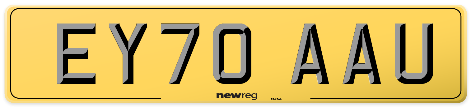 EY70 AAU Rear Number Plate