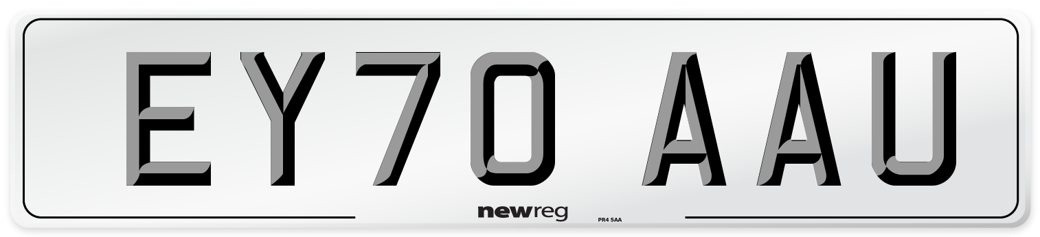 EY70 AAU Front Number Plate