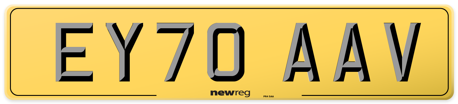 EY70 AAV Rear Number Plate