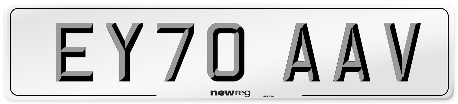 EY70 AAV Front Number Plate