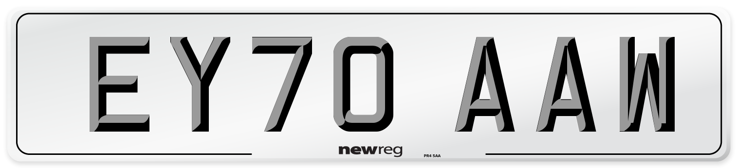 EY70 AAW Front Number Plate