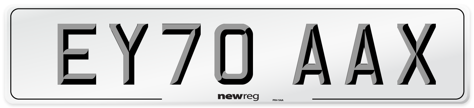 EY70 AAX Front Number Plate