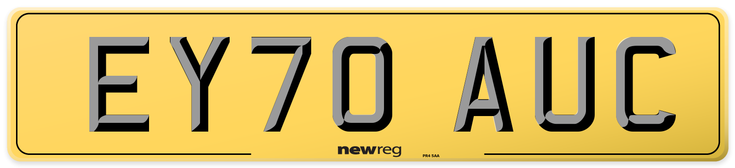 EY70 AUC Rear Number Plate