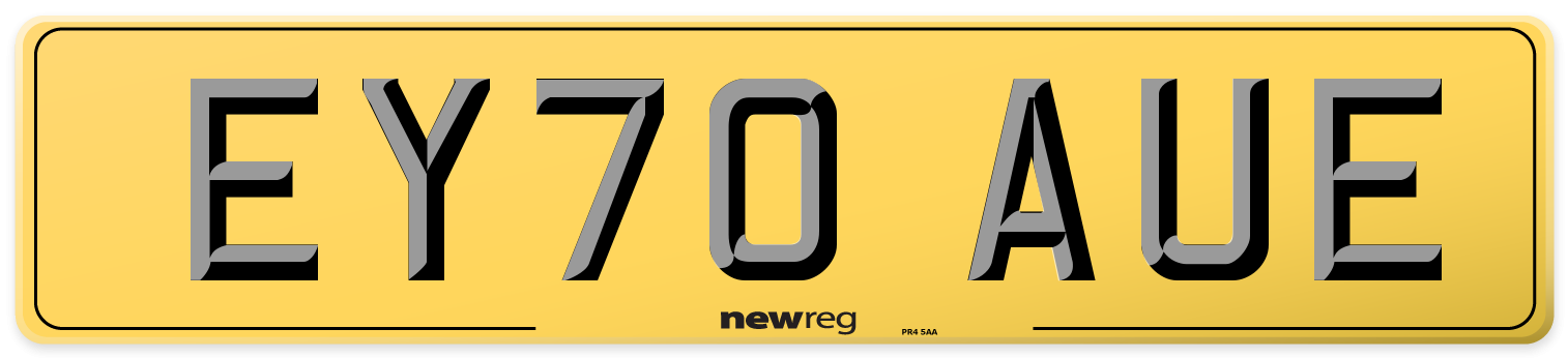 EY70 AUE Rear Number Plate