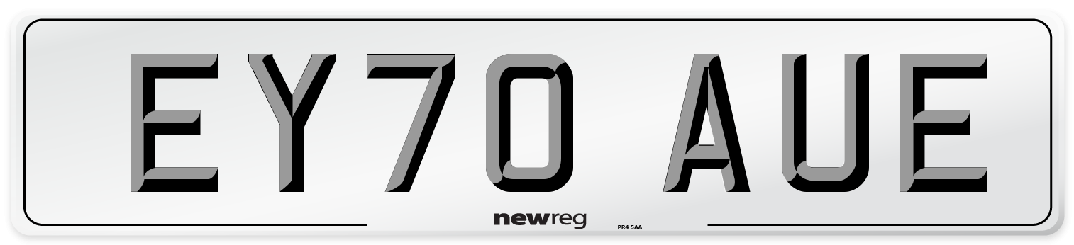 EY70 AUE Front Number Plate