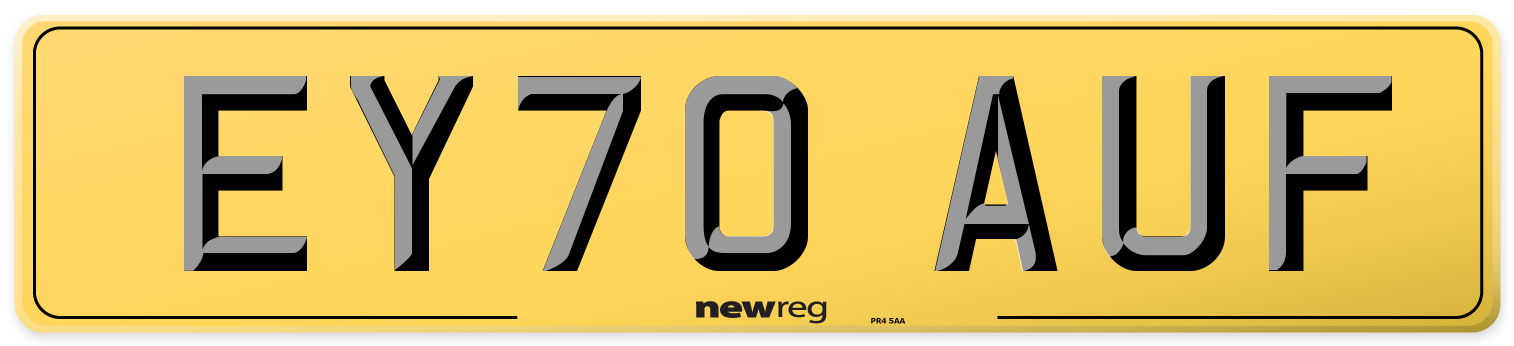 EY70 AUF Rear Number Plate