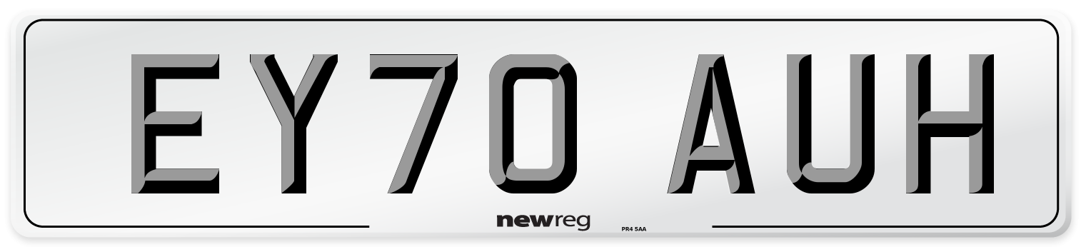 EY70 AUH Front Number Plate