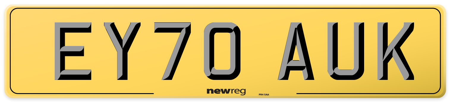EY70 AUK Rear Number Plate