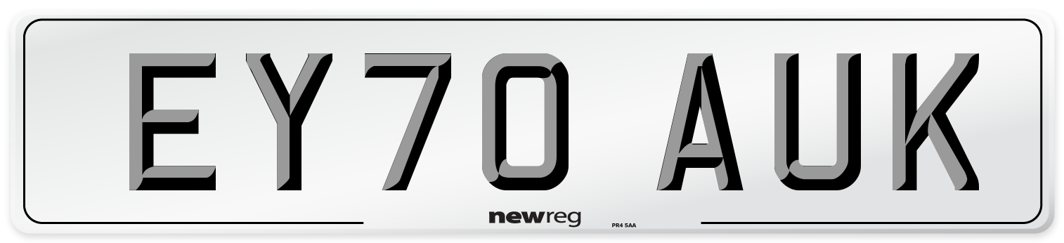 EY70 AUK Front Number Plate
