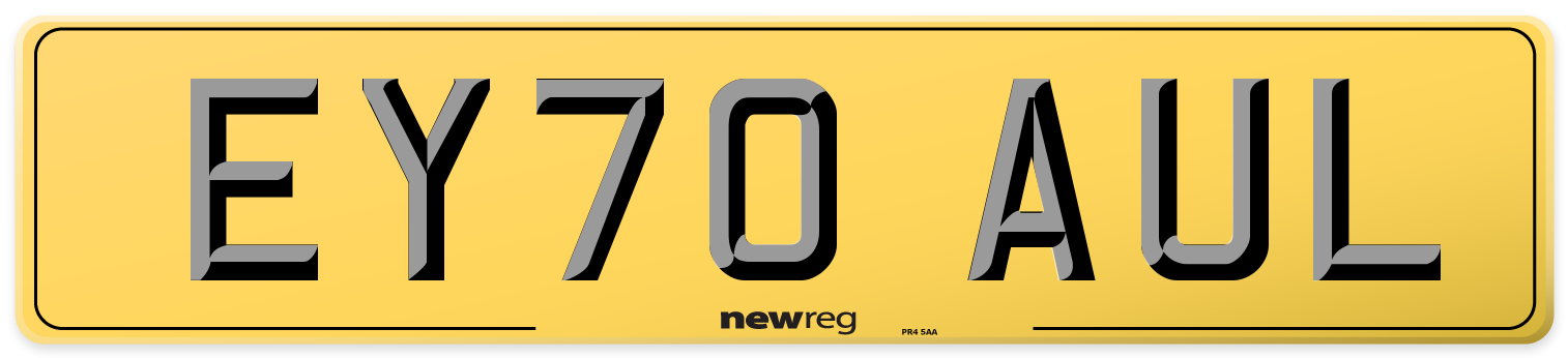 EY70 AUL Rear Number Plate