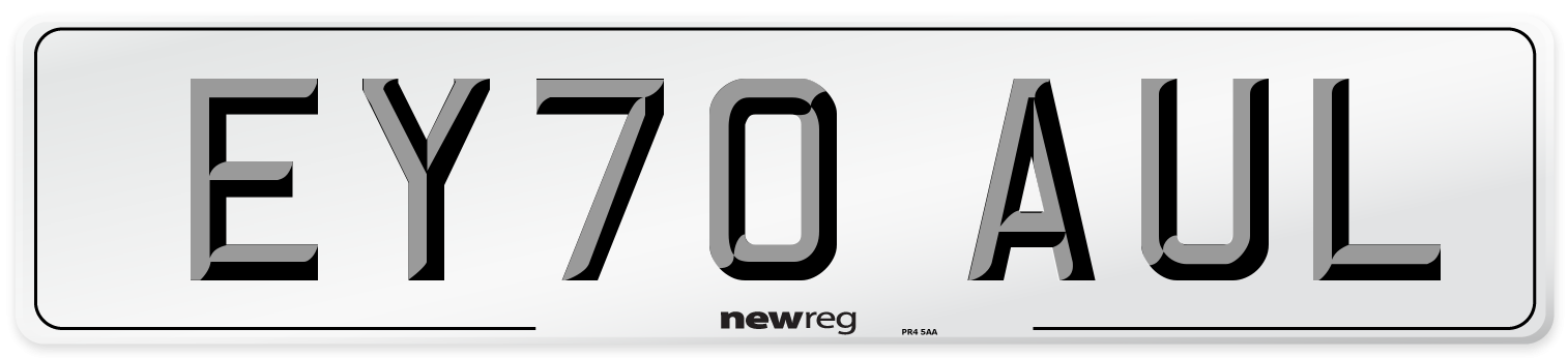 EY70 AUL Front Number Plate
