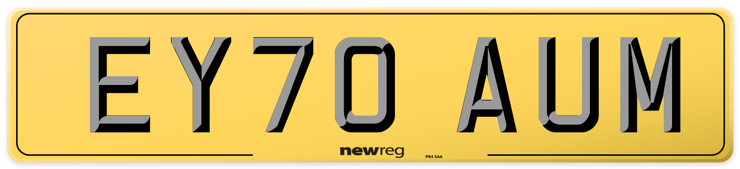 EY70 AUM Rear Number Plate