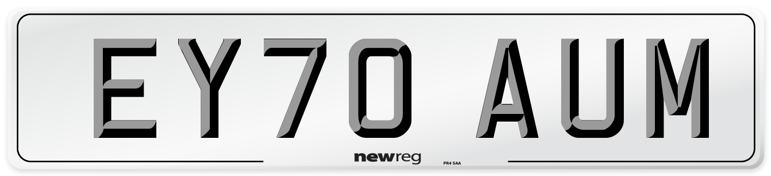 EY70 AUM Front Number Plate