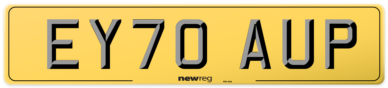 EY70 AUP Rear Number Plate