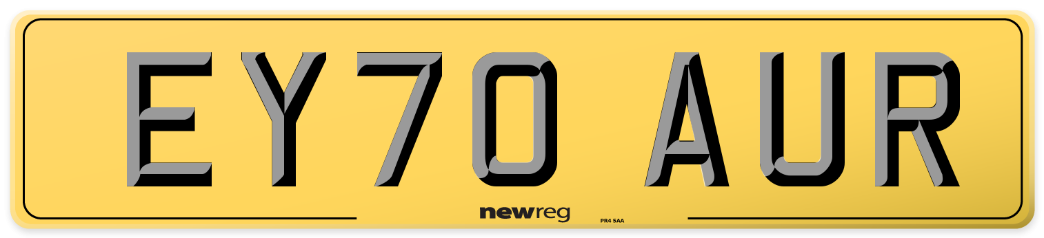 EY70 AUR Rear Number Plate