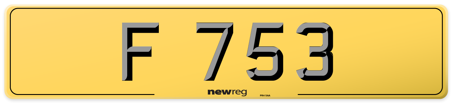 F 753 Rear Number Plate