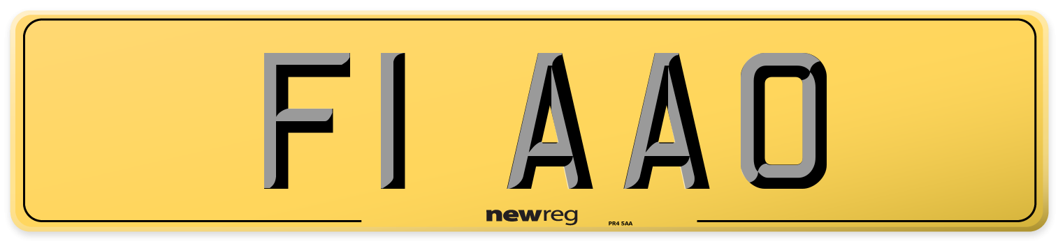 F1 AAO Rear Number Plate