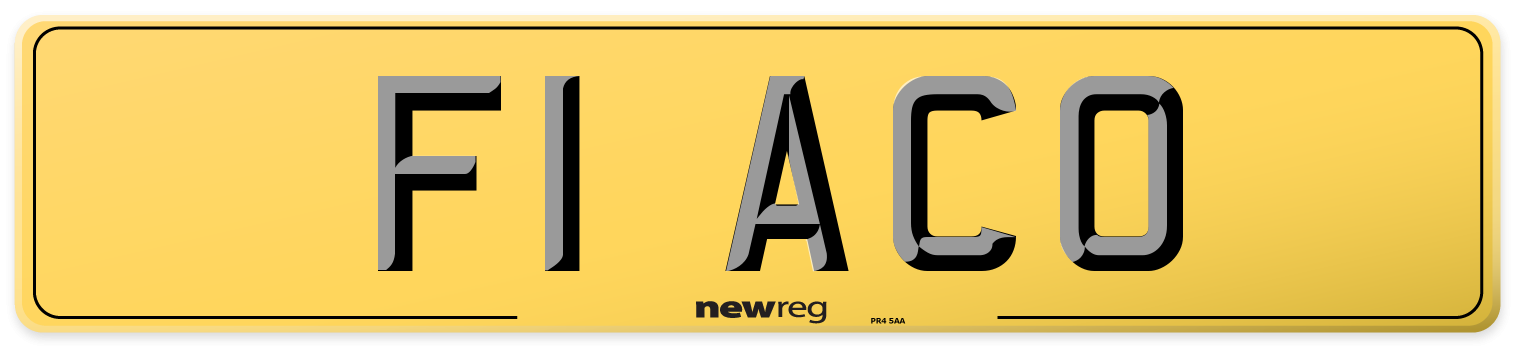 F1 ACO Rear Number Plate