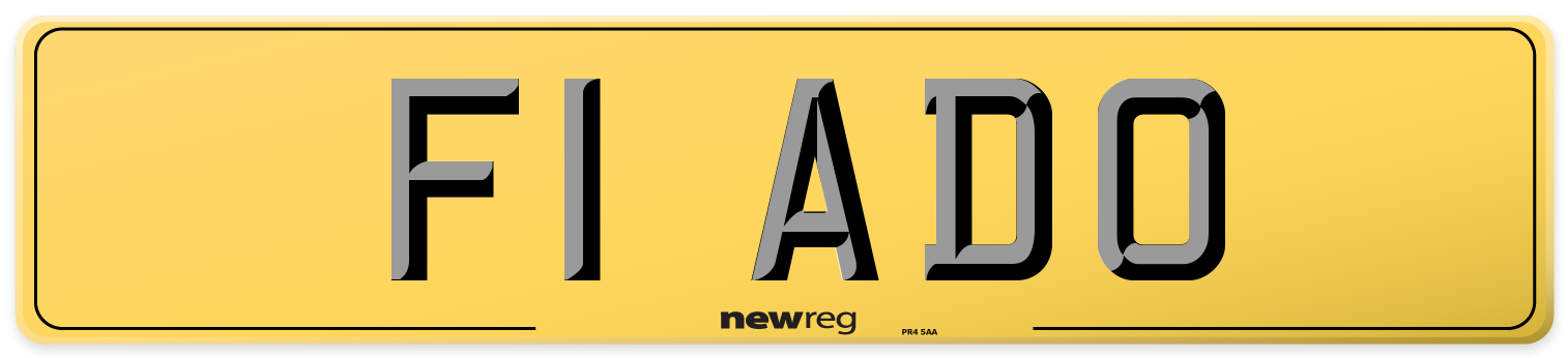 F1 ADO Rear Number Plate