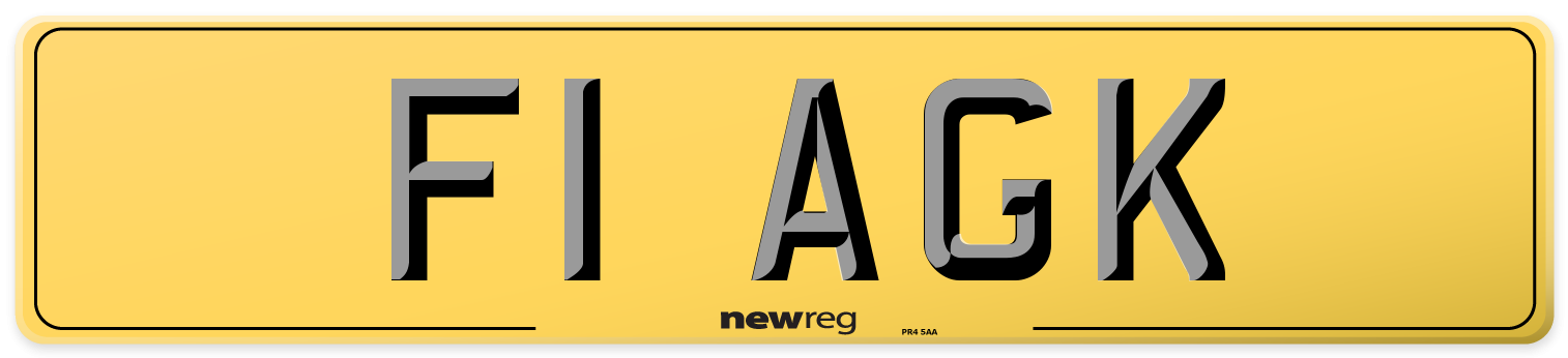 F1 AGK Rear Number Plate