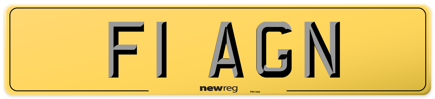F1 AGN Rear Number Plate