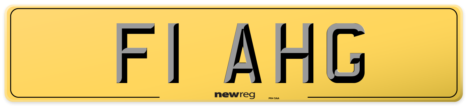 F1 AHG Rear Number Plate