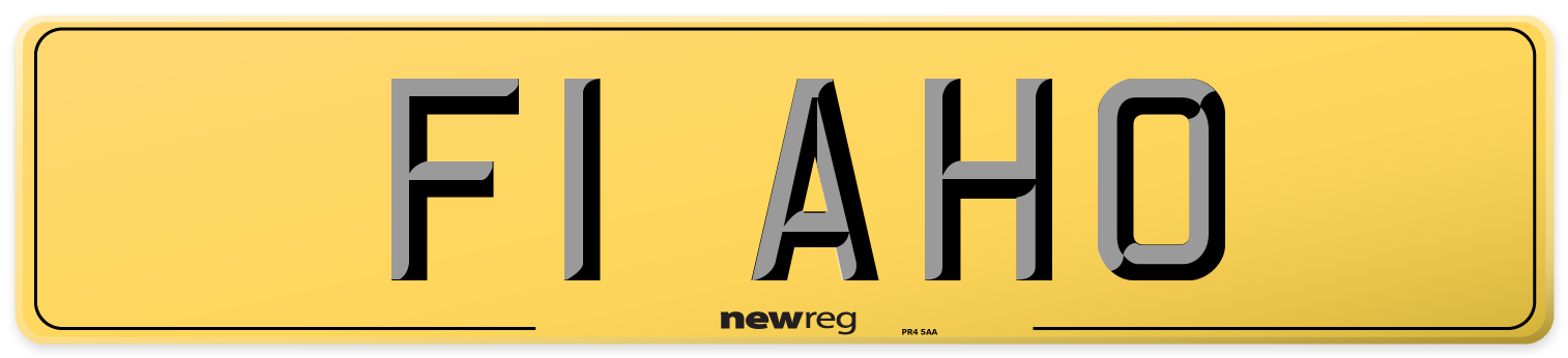 F1 AHO Rear Number Plate