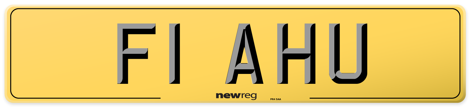 F1 AHU Rear Number Plate