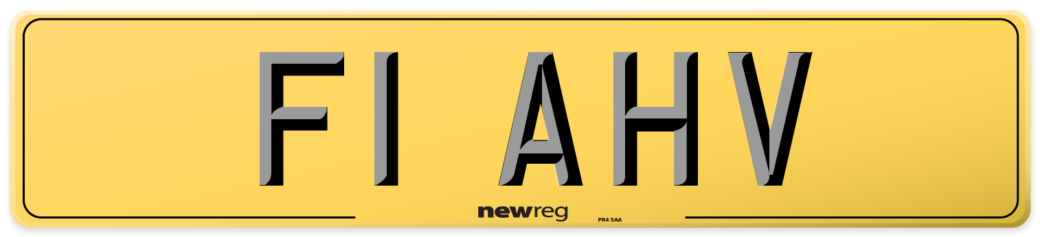 F1 AHV Rear Number Plate