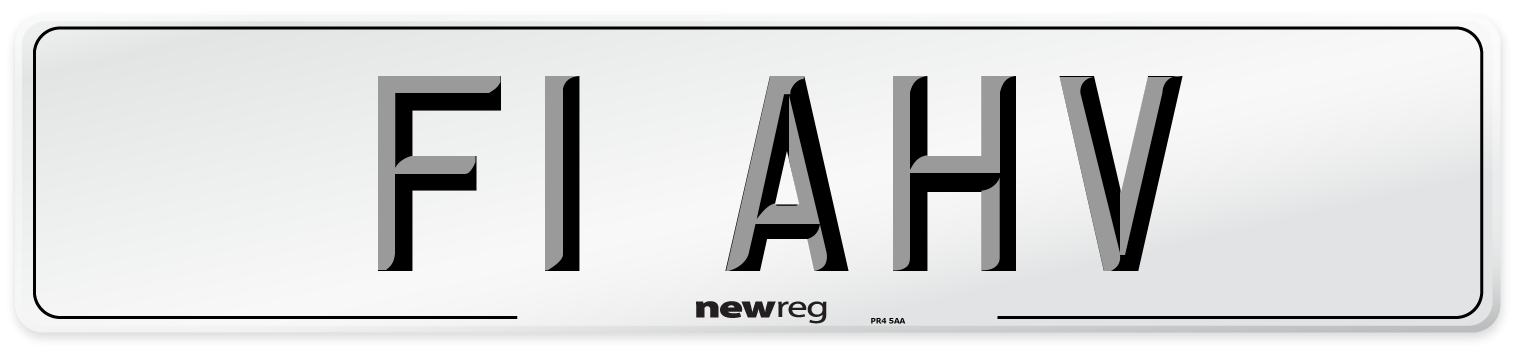 F1 AHV Front Number Plate